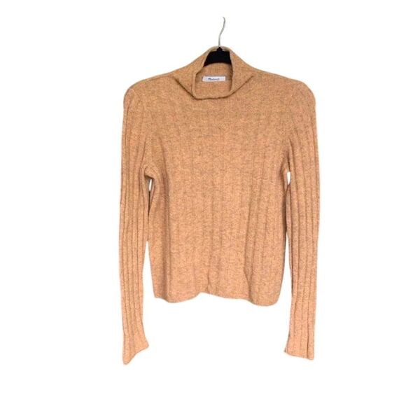 MADEWELL WOMENS WOOL BLEND‎ MOCK TURTLENECK SWEATER HEATHER MUSTARD SIZE SMALL - Picture 1 of 7